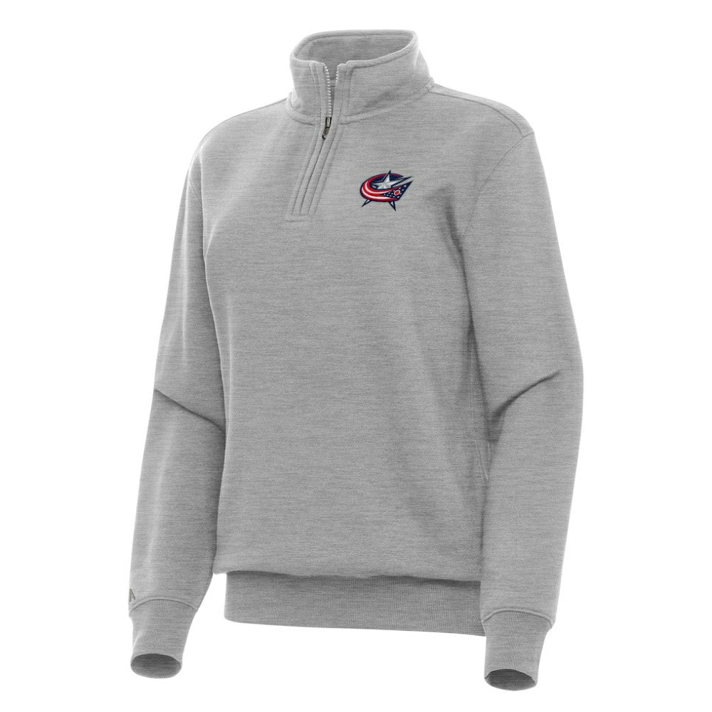 NHL Columbus Blue Jackets Antigua Women's Victory Quarter-Zip Sweatshirt - Heather Gray