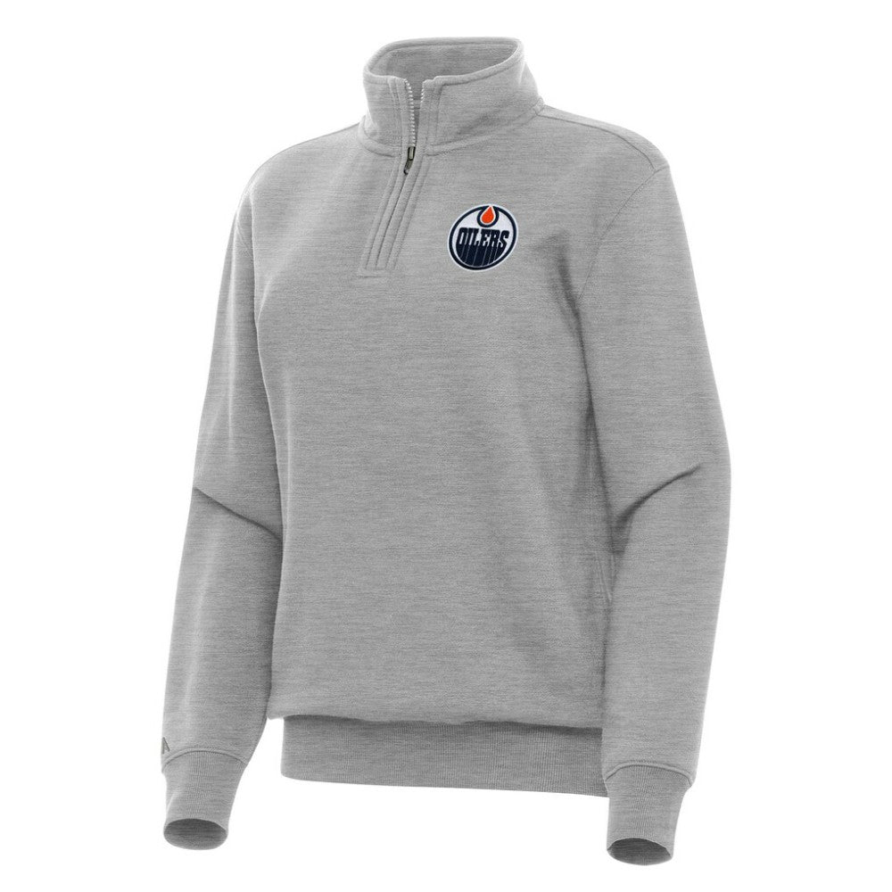 NHL Edmonton Oilers Antigua Women's Victory Quarter-Zip Sweatshirt - Heather Gray