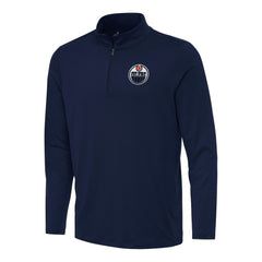 NHL Edmonton Oilers Antigua Reprocess Quarter-Zip Top - Navy