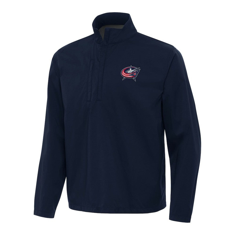 NHL Columbus Blue Jackets Antigua Brisk Quarter-Zip Windbreaker - Navy