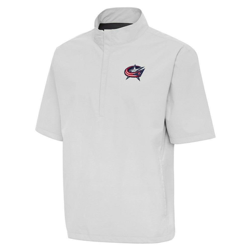 NHL Columbus Blue Jackets Antigua Brisk Quarter-Zip Windbreaker - Heather Gray