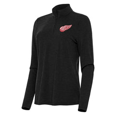 NHL Detroit Red Wings Antigua Women's Bright Quarter-Zip Top - Heather Black