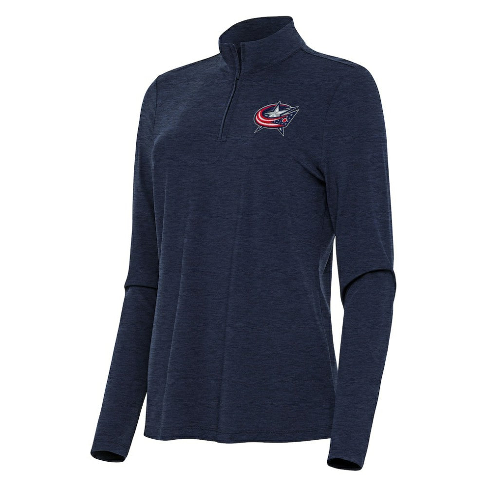 NHL Columbus Blue Jackets Antigua Women's Bright Quarter-Zip Top - Heather Navy