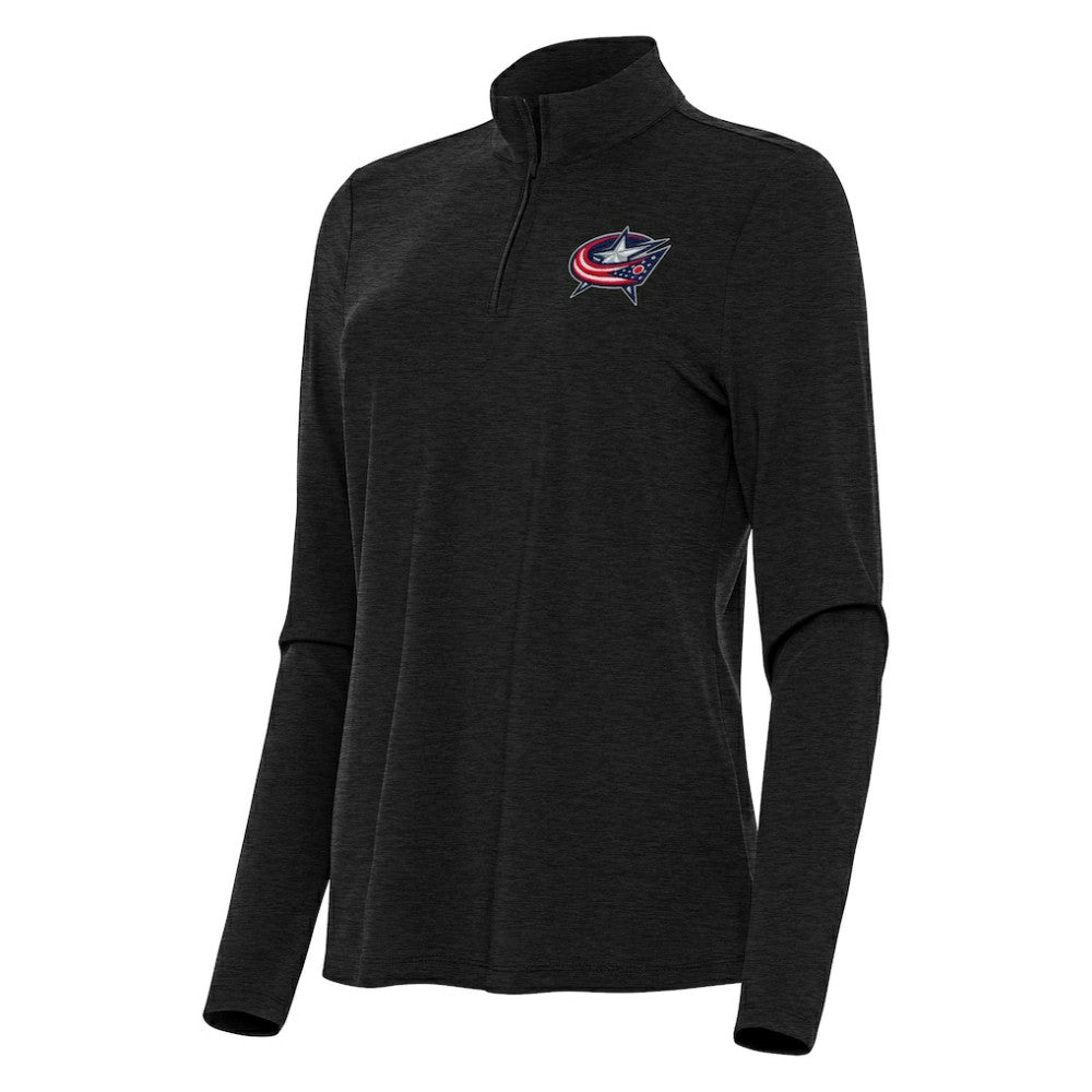 NHL Columbus Blue Jackets Antigua Women's Bright Quarter-Zip Top - Heather Black