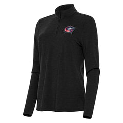 NHL Columbus Blue Jackets Antigua Women's Bright Quarter-Zip Top - Heather Black