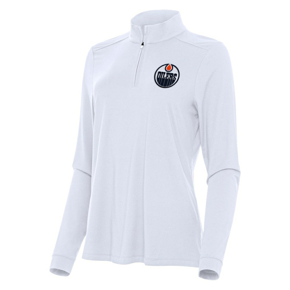 NHL Edmonton Oilers Antigua Women's Intent Quarter-Zip Top - White