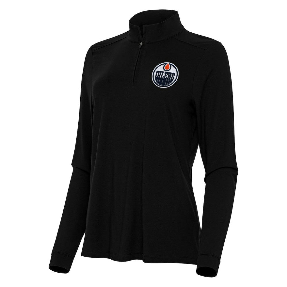 NHL Edmonton Oilers Antigua Women's Intent Quarter-Zip Top - Black