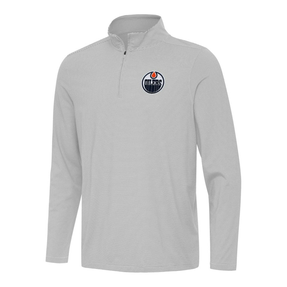 NHL Edmonton Oilers Antigua Twine Quarter-Zip Top - Gray