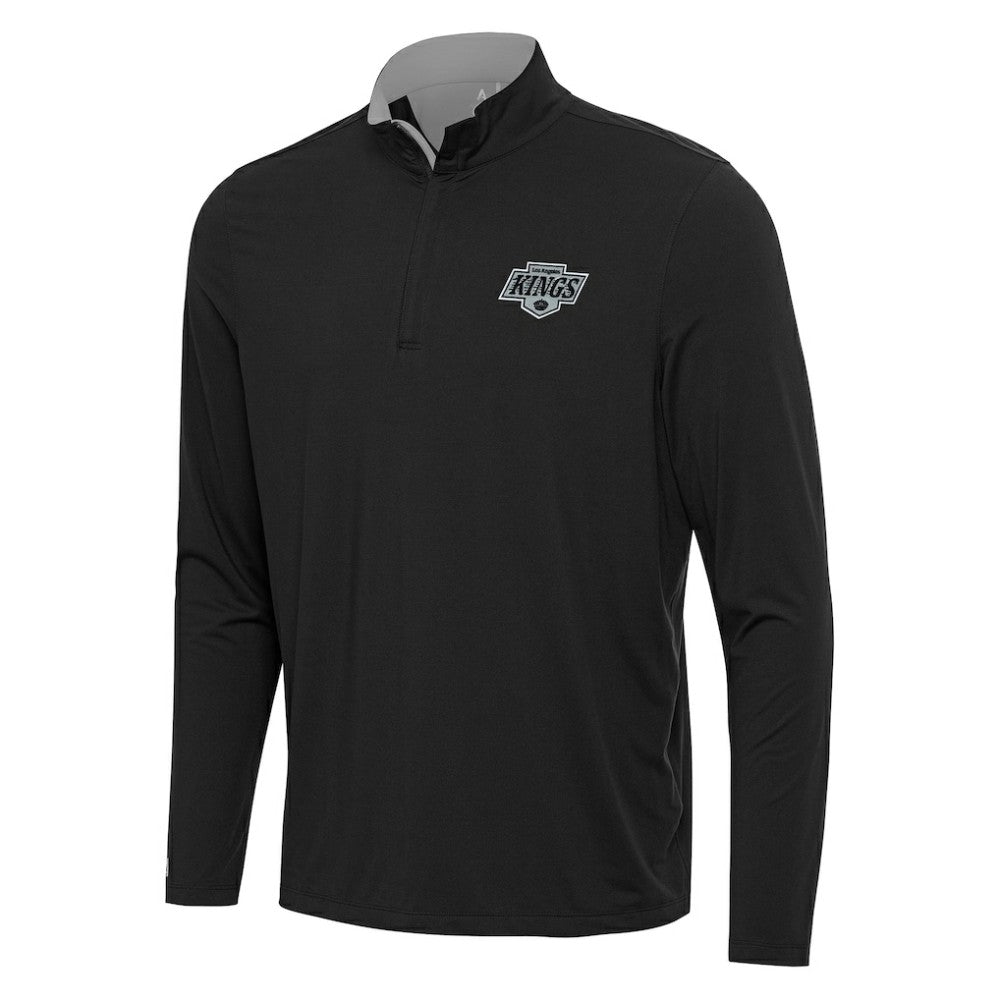 NHL Los Angeles Kings Antigua Content Quarter-Zip Pullover Top - Black/Gray