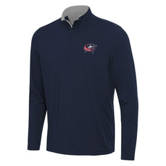 NHL Columbus Blue Jackets Antigua Content Quarter-Zip Pullover Top - Navy/Gray
