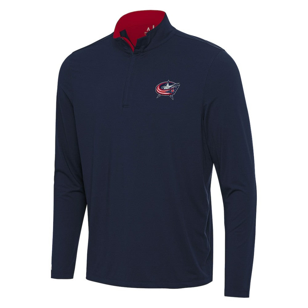 NHL Columbus Blue Jackets Antigua Content Quarter-Zip Pullover Top - Navy/Red
