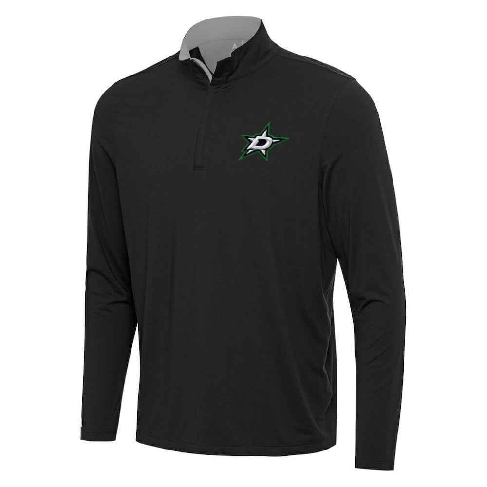 NHL Dallas Stars Antigua Content Quarter-Zip Pullover Top - Black/Gray