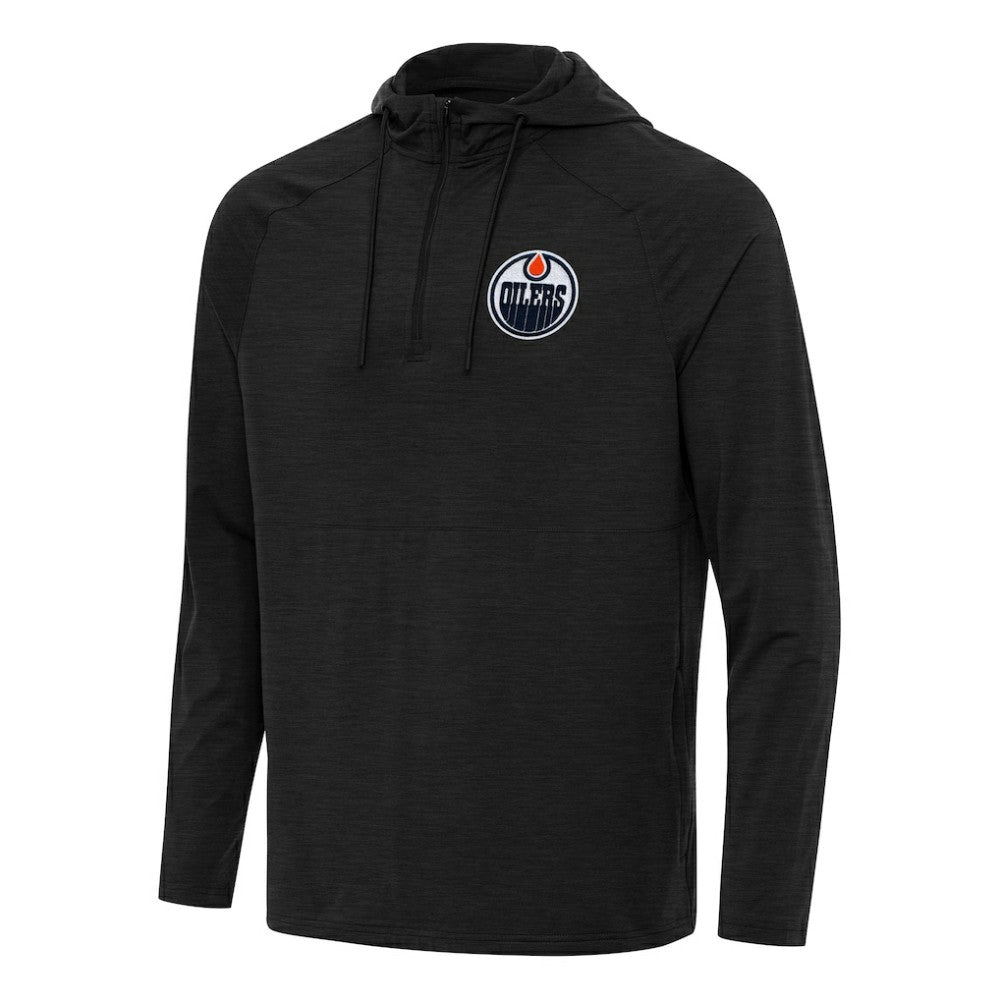 NHL Edmonton Oilers Antigua Spikes Quarter-Zip Hoodie - Heather Black