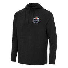 NHL Edmonton Oilers Antigua Spikes Quarter-Zip Hoodie - Heather Black