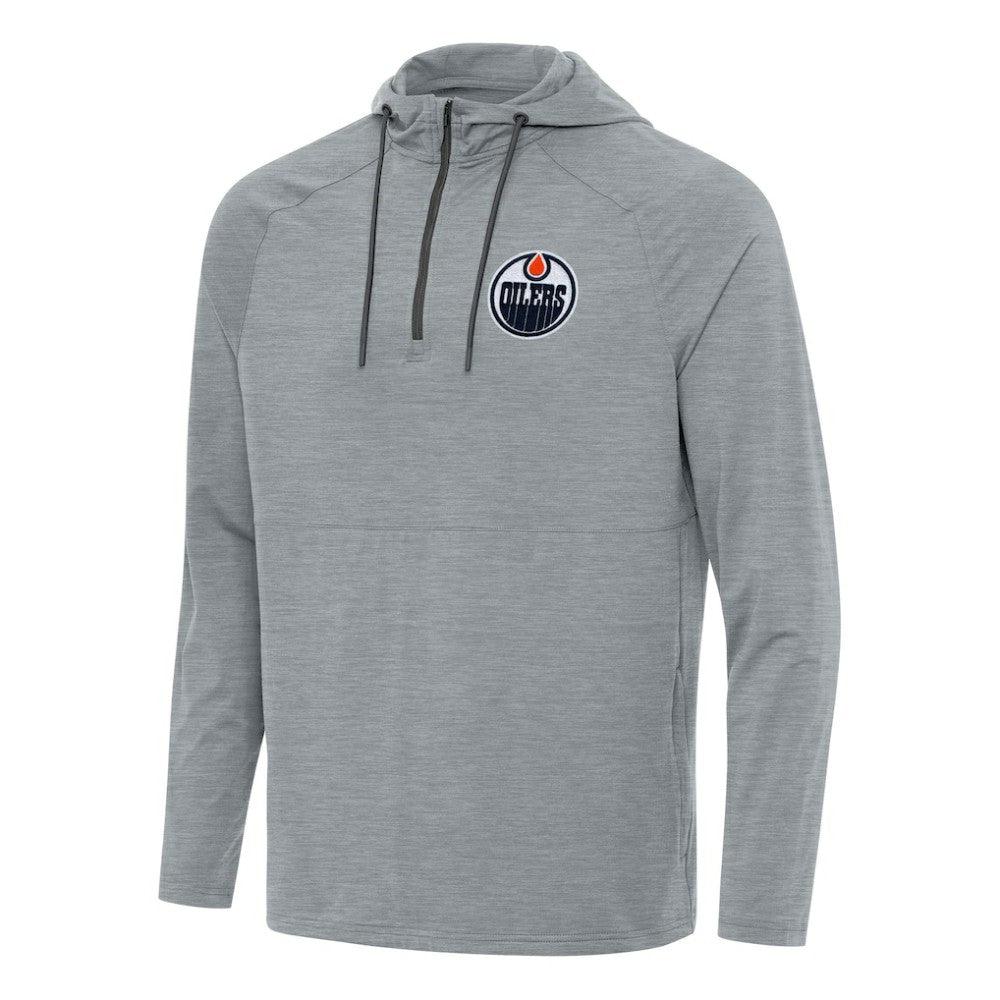 NHL Edmonton Oilers Antigua Spikes Quarter-Zip Hoodie - Heather Gray