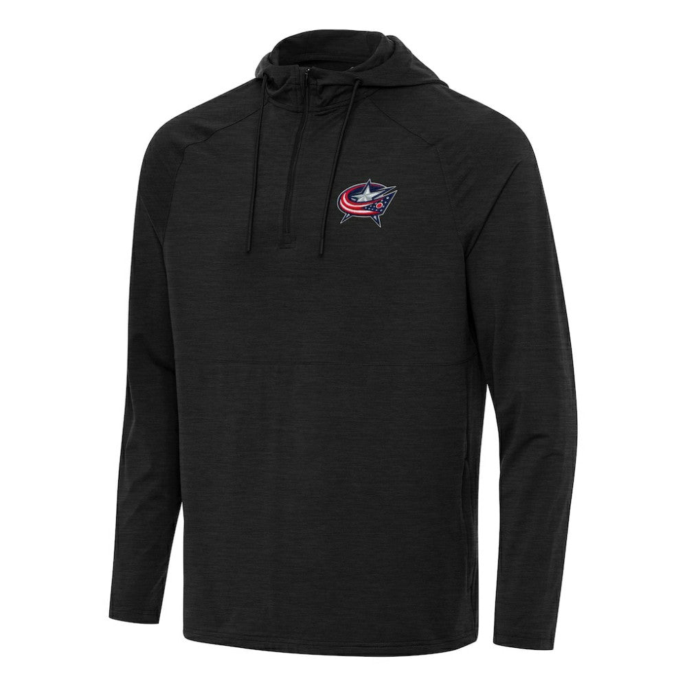 NHL Columbus Blue Jackets Antigua Spikes Quarter-Zip Hoodie - Heather Black