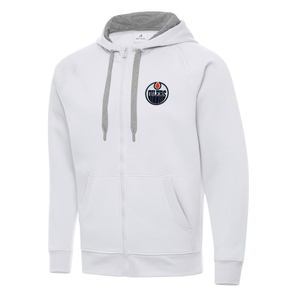 NHL Edmonton Oilers Antigua Big & Tall Victory Full-Zip Hoodie - White