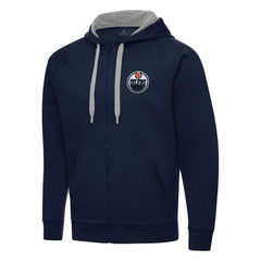 NHL Edmonton Oilers Antigua Big & Tall Victory Full-Zip Hoodie - Navy