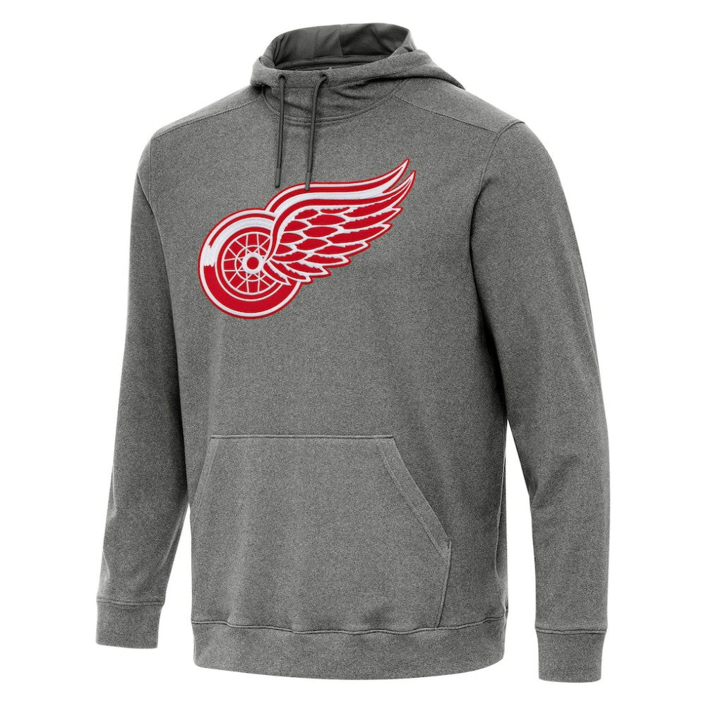 NHL Detroit Red Wings Antigua Cloud Pullover Hoodie - Heather Black