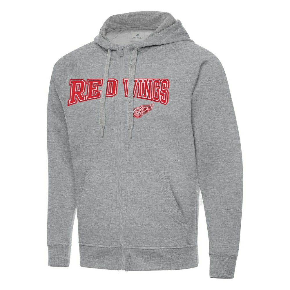 NHL Detroit Red Wings Antigua Big & Tall Victory Full-Zip Hoodie - Heather Gray