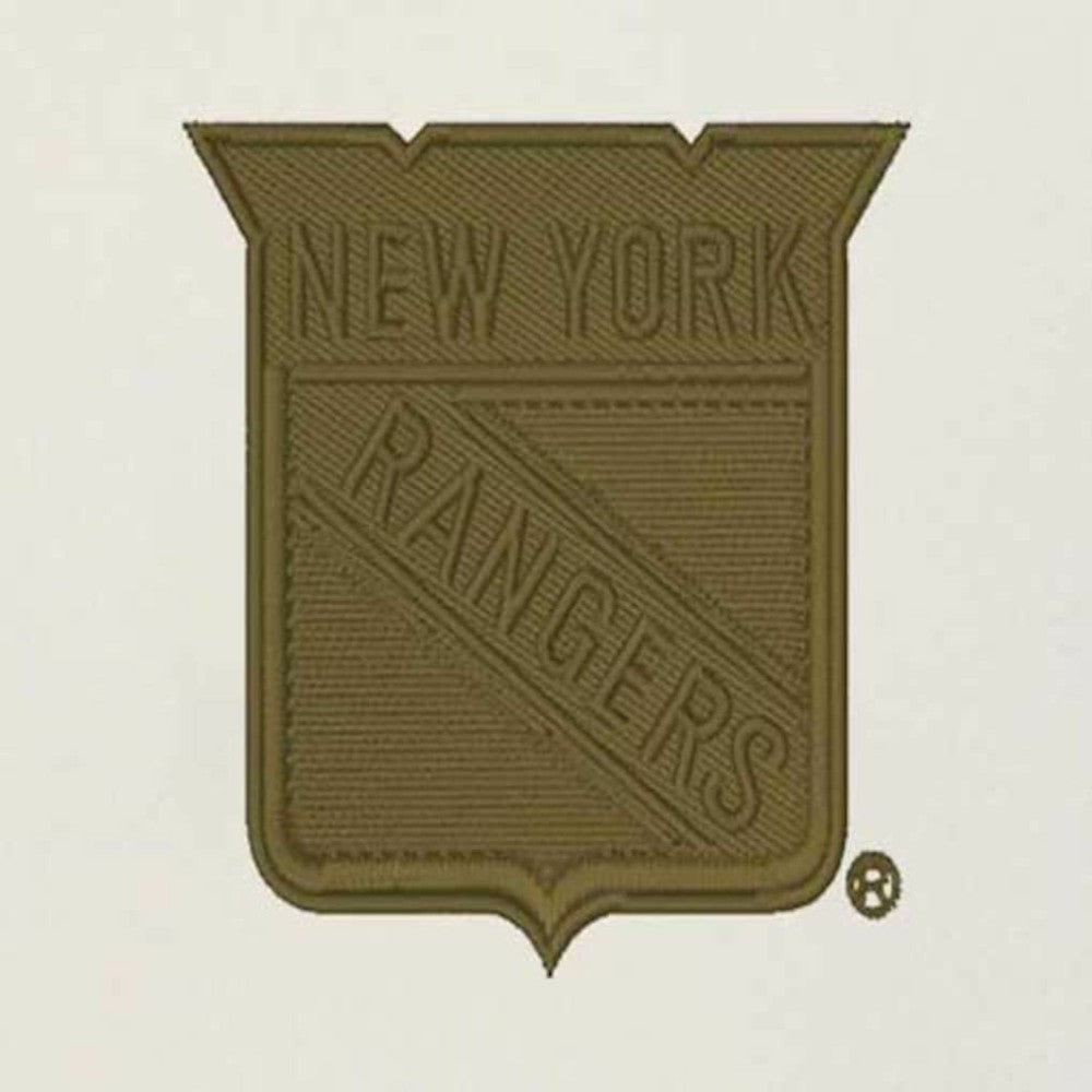 NHL New York Rangers Antigua Intrepid Sand Raglan Long Sleeve Hoodie T-Shirt - Cream/Olive
