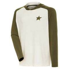 NHL Dallas Stars Antigua Intrepid Sand Raglan Long Sleeve Hoodie T-Shirt - Cream/Olive