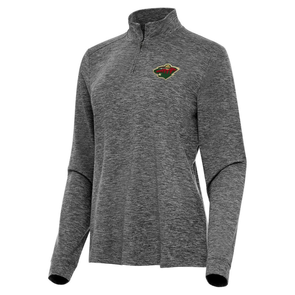 NHL Minnesota Wild Antigua Women's Mentor Quarter-Zip Mock Long Sleeve Top - Heather Black