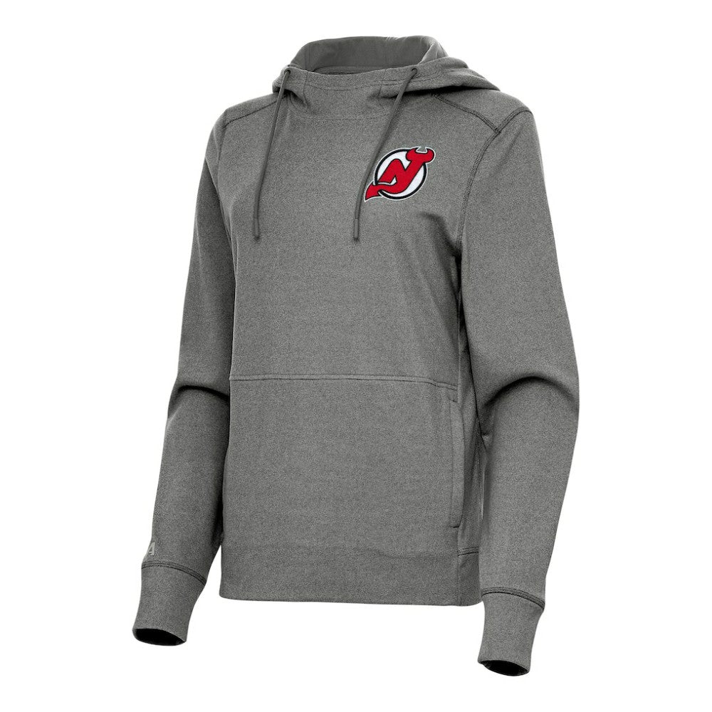 NHL New Jersey Devils Antigua Women's Justice Pullover Hoodie - Heather Black