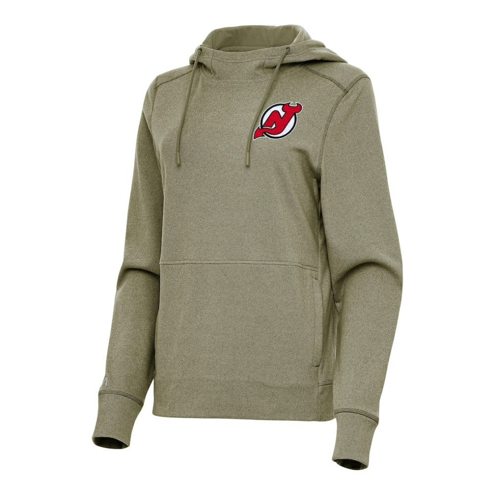 NHL New Jersey Devils Antigua Women's Justice Pullover Hoodie - Heather Olive