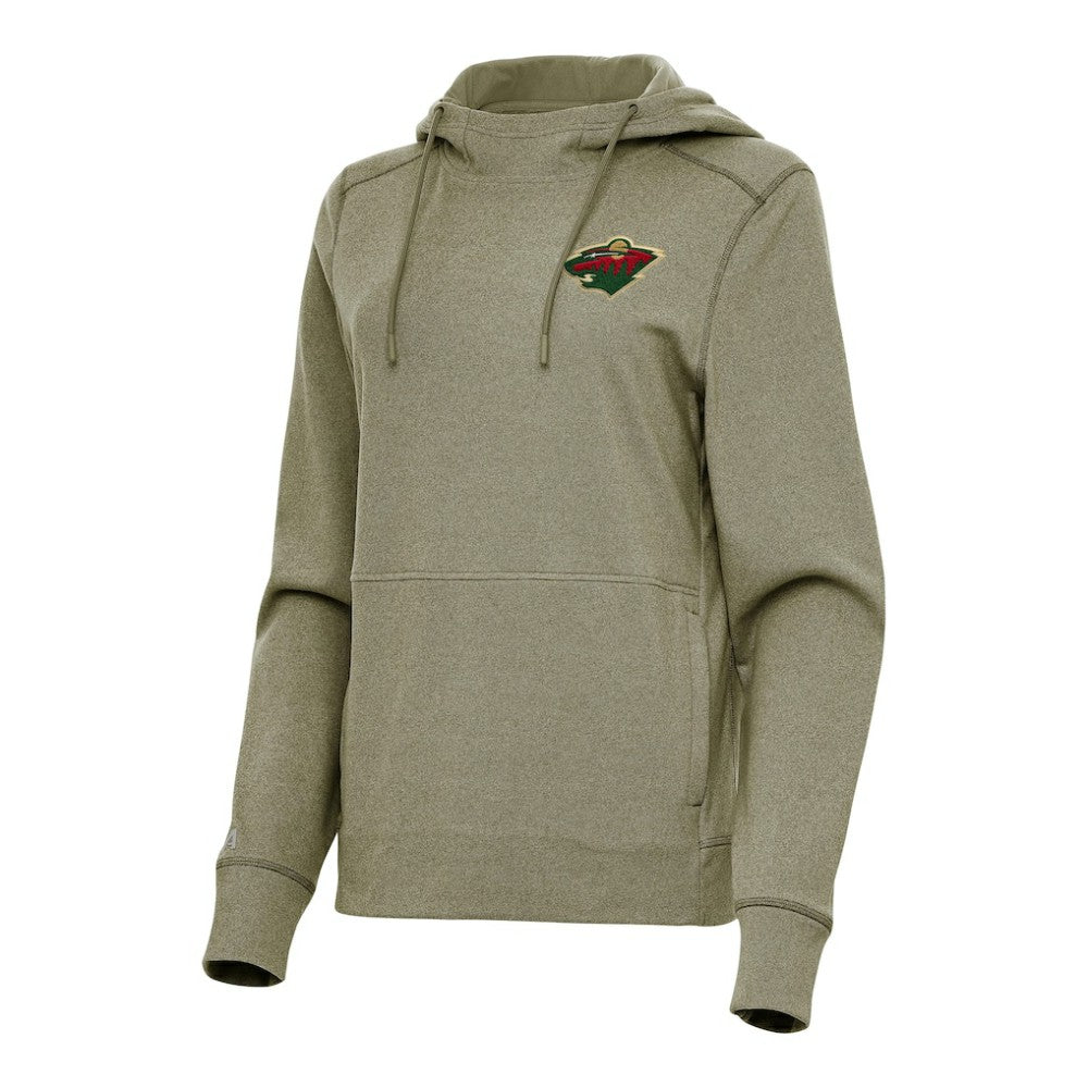 NHL Minnesota Wild Antigua Women's Justice Pullover Hoodie - Heather Olive