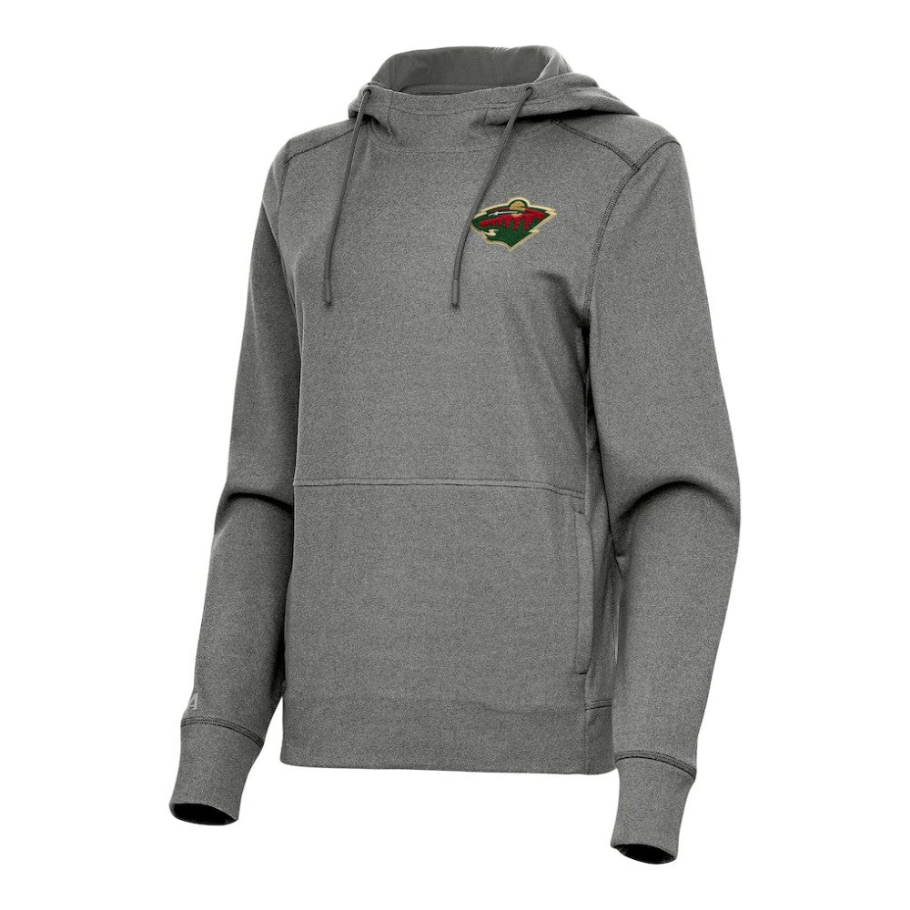 NHL Minnesota Wild Antigua Women's Justice Pullover Hoodie - Heather Black
