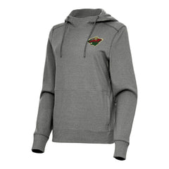 NHL Minnesota Wild Antigua Women's Justice Pullover Hoodie - Heather Black