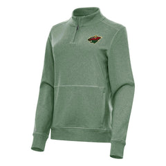 NHL Minnesota Wild Antigua Women's Crush Quarter-Zip Fleece Sweatshirt - Hunter Green