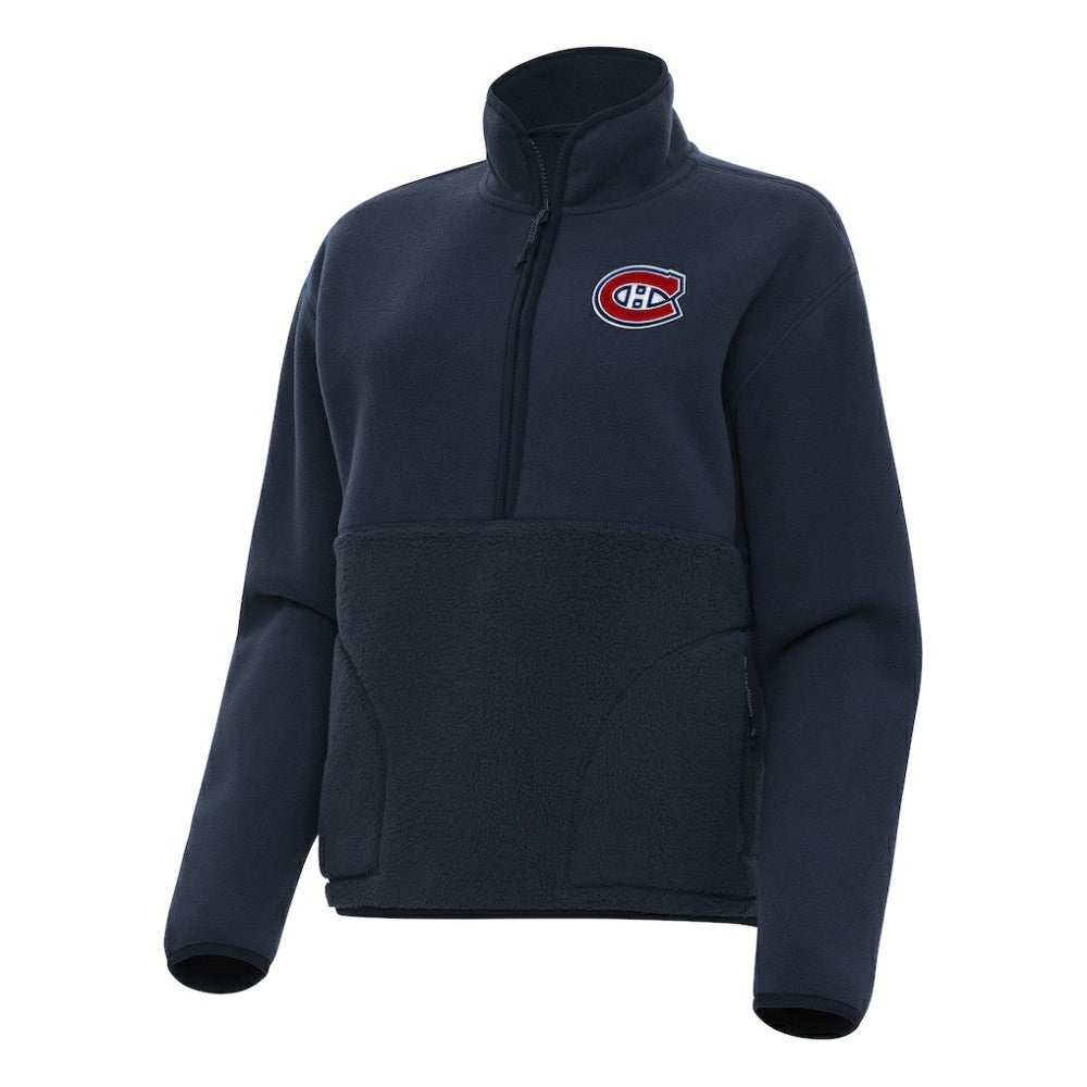 NHL Montreal Canadiens Antigua Women's Figure Half-Zip Pullover Sweatshirt - Navy