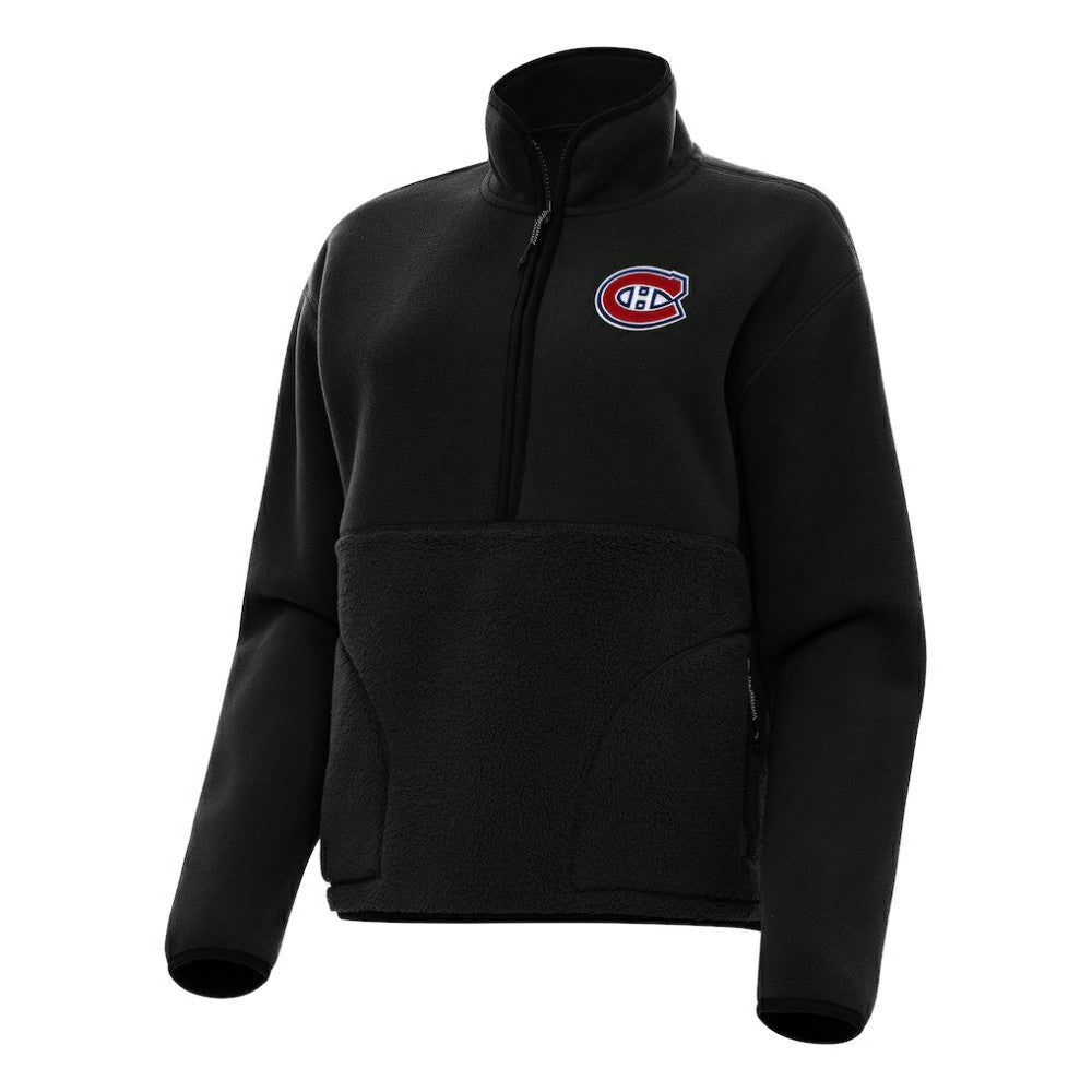 NHL Montreal Canadiens Antigua Women's Figure Half-Zip Pullover Sweatshirt - Black