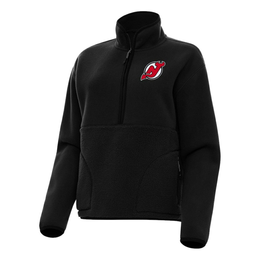 NHL New Jersey Devils Antigua Women's Figure Half-Zip Pullover Sweatshirt - Black