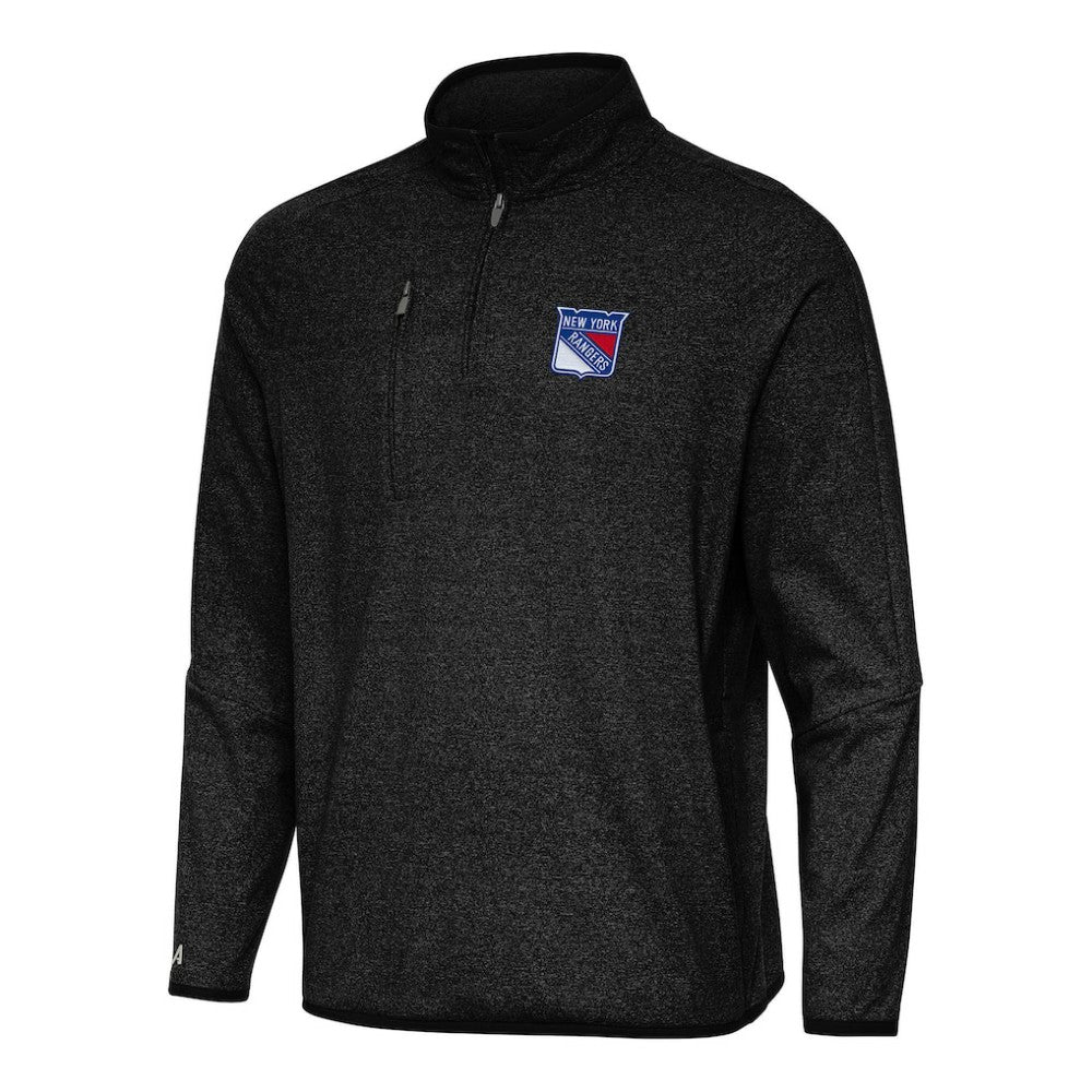 NHL New York Rangers Antigua Certain Quarter-Zip Tri-Blend Sweatshirt - Heather Black