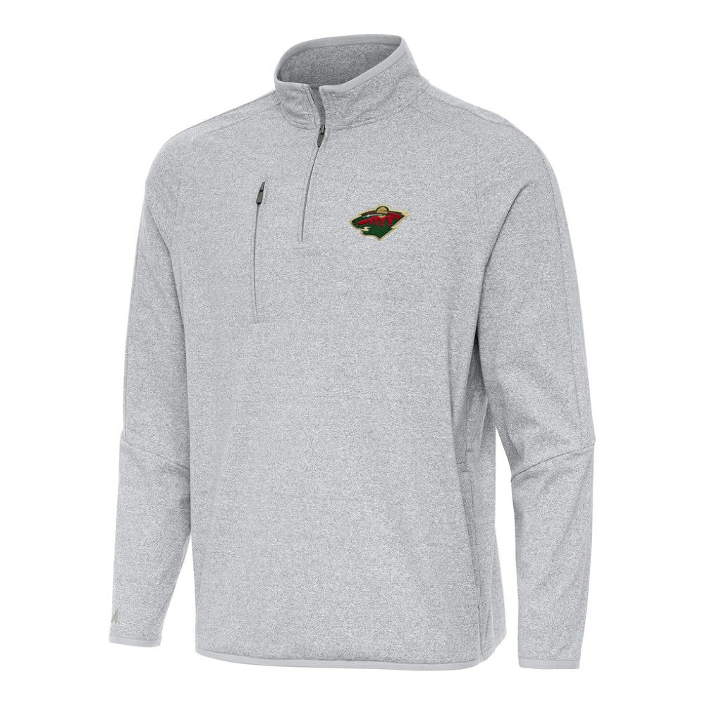 NHL Minnesota Wild Antigua Certain Quarter-Zip Tri-Blend Sweatshirt - Heather Gray