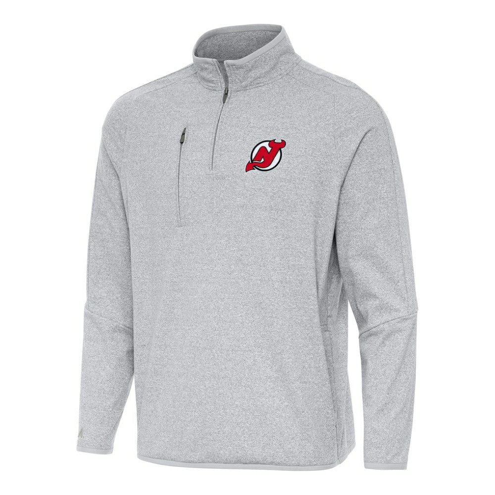 NHL New Jersey Devils Antigua Certain Quarter-Zip Tri-Blend Sweatshirt - Heather Gray