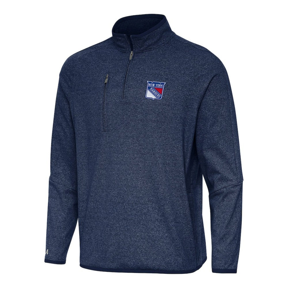 NHL New York Rangers Antigua Certain Quarter-Zip Tri-Blend Sweatshirt - Heather Navy