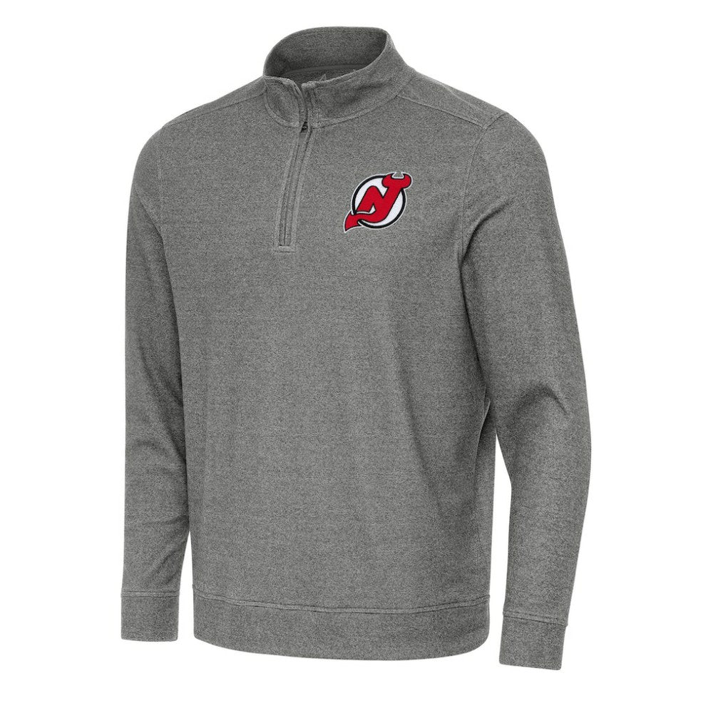 NHL New Jersey Devils Antigua Subtle Quarter-Zip Sweatshirt - Heather Black