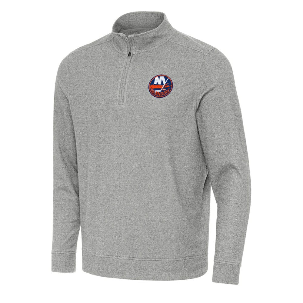 NHL New York Islanders Antigua Subtle Quarter-Zip Sweatshirt - Heather Gray
