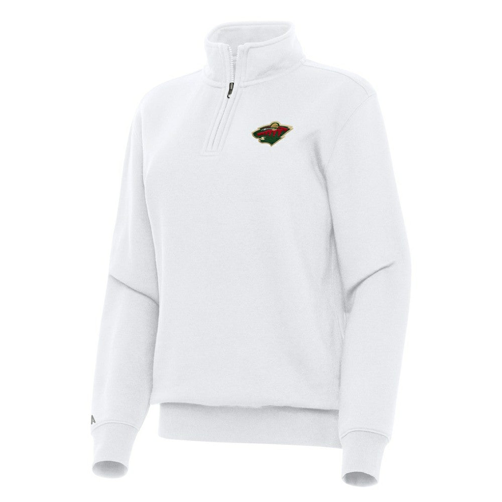 NHL Minnesota Wild Antigua Women's Victory Quarter-Zip Sweatshirt - White