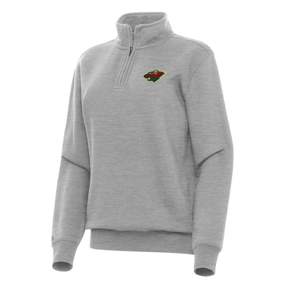 NHL Minnesota Wild Antigua Women's Victory Quarter-Zip Sweatshirt - Heather Gray