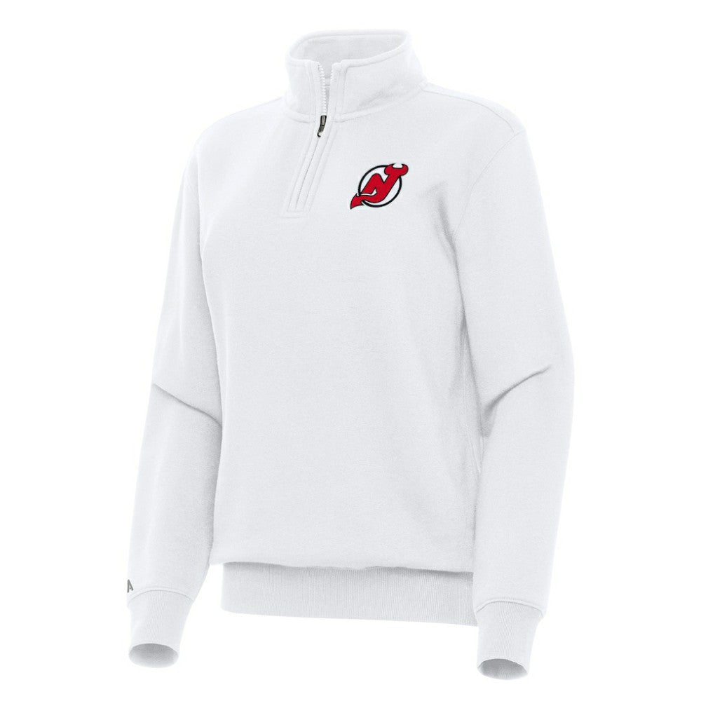 NHL New Jersey Devils Antigua Women's Victory Quarter-Zip Sweatshirt - White