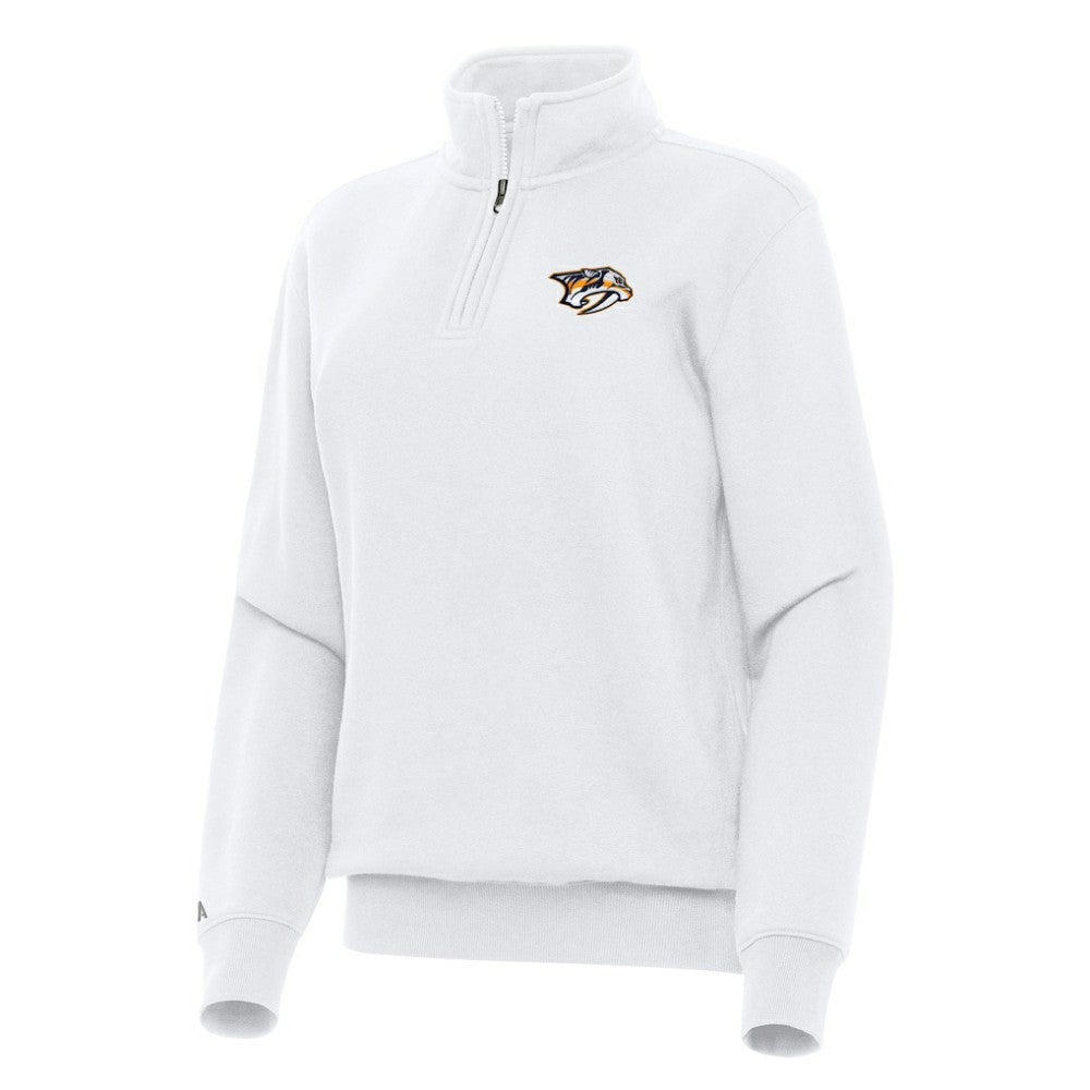 NHL Nashville Predators Antigua Women's Victory Quarter-Zip Sweatshirt - White