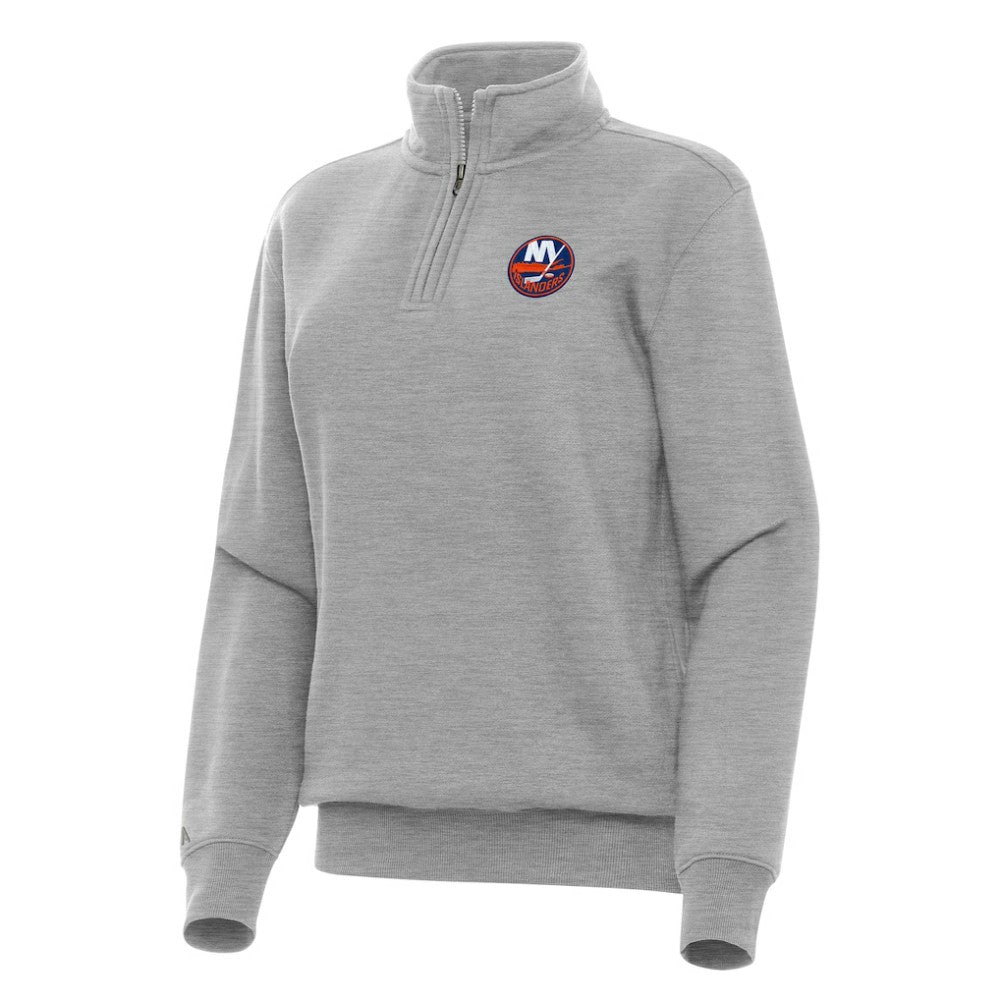 NHL New York Islanders Antigua Women's Victory Quarter-Zip Sweatshirt - Heather Gray