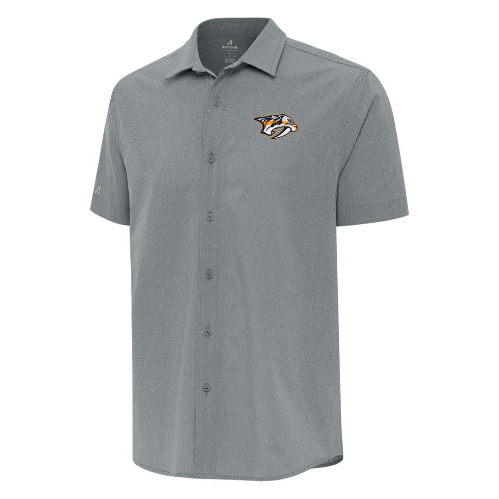 NHL Nashville Predators Antigua Activate Woven Short Sleeve Button-Up Shirt - Gray