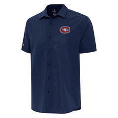 NHL Montreal Canadiens Antigua Activate Woven Short Sleeve Button-Up Shirt - Navy