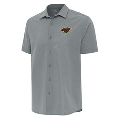 NHL Minnesota Wild Antigua Activate Woven Short Sleeve Button-Up Shirt - Gray